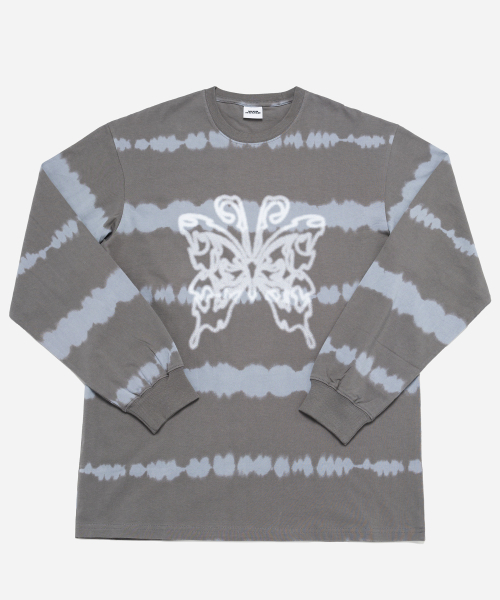 WEBHOUSE（ウェブハウス）の「バタフライストライプロングスリーブ - ブルー/チャコール（Tシャツ/カットソー・メンズ・その他・FREE）」の2枚目の写真