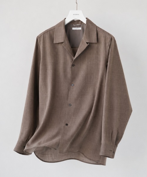 STUDIOUS（ステュディオス）の「【STUDIOUS】Linenｗool Cupra Shirts（シャツ/ブラウス・メンズ・ブラウン/ベージュ・1/2）」の2枚目の写真
