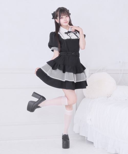 Pal elfy(パルエルフィー)の「リボン付きドットチュールティアードワンピース(ワンピース・レディース・ブラウン系その他/グレー/杢グレー/ブラック/ブラック系その他・フリー)」の10枚目の写真