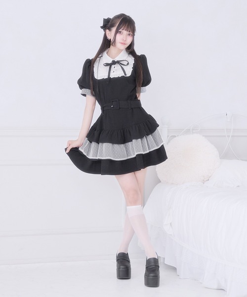 Pal elfy(パルエルフィー)の「リボン付きドットチュールティアードワンピース(ワンピース・レディース・ブラウン系その他/グレー/杢グレー/ブラック/ブラック系その他・フリー)」の9枚目の写真