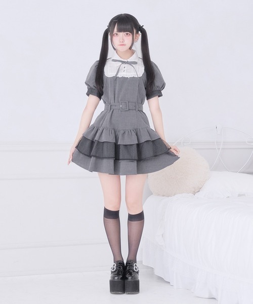 Pal elfy(パルエルフィー)の「リボン付きドットチュールティアードワンピース(ワンピース・レディース・ブラウン系その他/グレー/杢グレー/ブラック/ブラック系その他・フリー)」の17枚目の写真