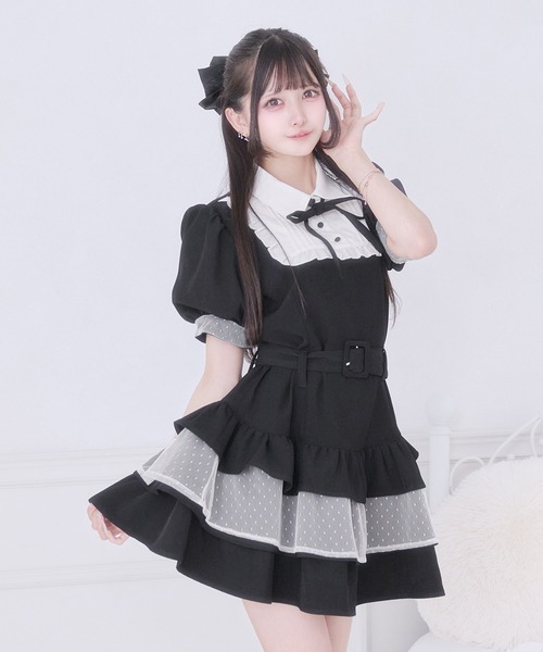 Pal elfy(パルエルフィー)の「リボン付きドットチュールティアードワンピース(ワンピース・レディース・ブラウン系その他/グレー/杢グレー/ブラック/ブラック系その他・フリー)」の13枚目の写真