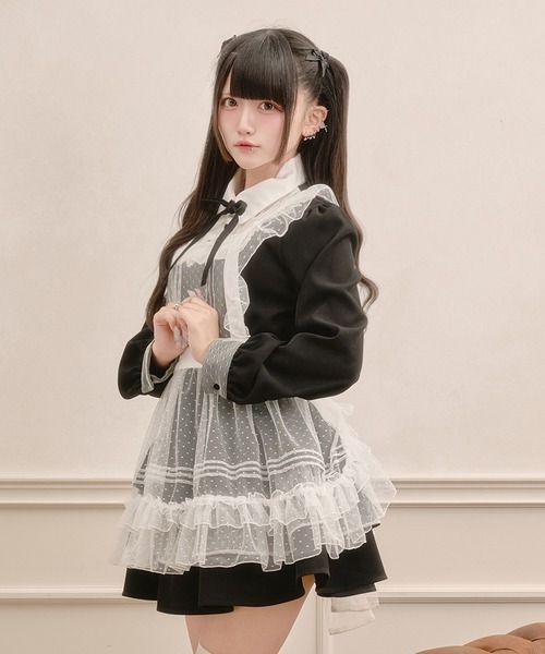 Pal elfy パルエルフィー リボン付きドットチュールティアードワンピース リボン付きドットチュールティアードワンピース（ワンピース）｜Pal
