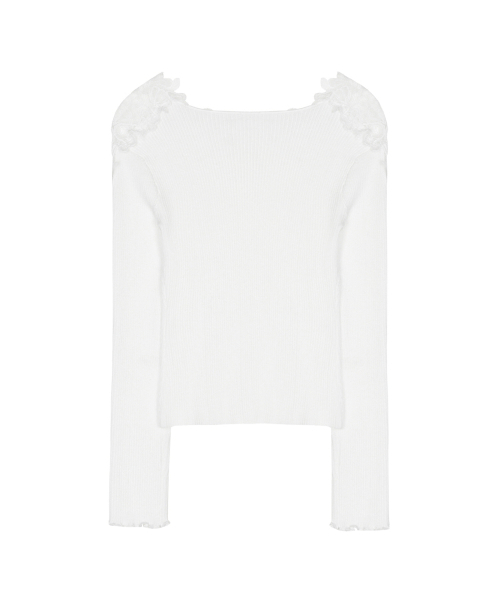 NICK&NICOLE(ニックアンドニコール)の「LACE OFF-SHOULDER TOP_WHITE(ニット/セーター・レディース・その他・FREE)」の2枚目の写真