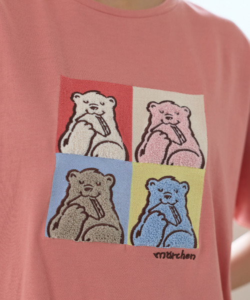 cross marche(クロスマルシェ)の「【サンドイッチハウスメルヘン】サガラ刺繍アートメルるん♪半袖Tシャツ(Tシャツ/カットソー・レディース・チャコール/ピンク・M/LL/L)」の5枚目の写真