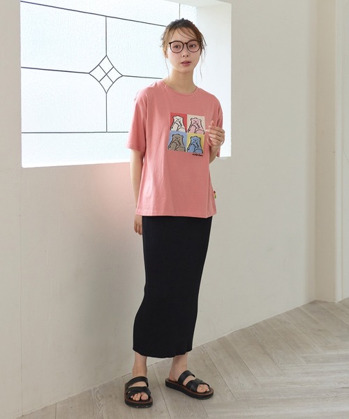 cross marche(クロスマルシェ)の「【サンドイッチハウスメルヘン】サガラ刺繍アートメルるん♪半袖Tシャツ(Tシャツ/カットソー・レディース・チャコール/ピンク・M/LL/L)」の8枚目の写真