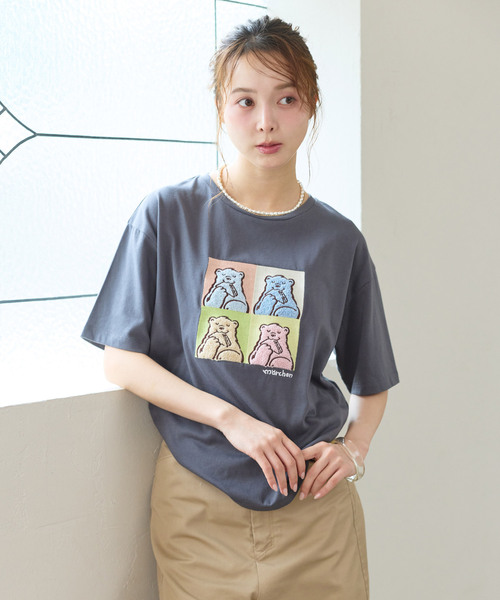 cross marche(クロスマルシェ)の「【サンドイッチハウスメルヘン】サガラ刺繍アートメルるん♪半袖Tシャツ(Tシャツ/カットソー・レディース・チャコール/ピンク・M/LL/L)」の9枚目の写真
