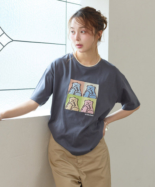 cross marche(クロスマルシェ)の「【サンドイッチハウスメルヘン】サガラ刺繍アートメルるん♪半袖Tシャツ(Tシャツ/カットソー・レディース・チャコール/ピンク・M/LL/L)」の11枚目の写真