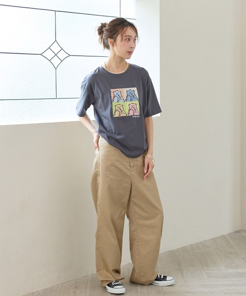 cross marche(クロスマルシェ)の「【サンドイッチハウスメルヘン】サガラ刺繍アートメルるん♪半袖Tシャツ(Tシャツ/カットソー・レディース・チャコール/ピンク・M/LL/L)」の12枚目の写真