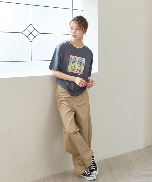 cross marche(クロスマルシェ)の「【サンドイッチハウスメルヘン】サガラ刺繍アートメルるん♪半袖Tシャツ(Tシャツ/カットソー・レディース・チャコール/ピンク・M/LL/L)」の13枚目の写真