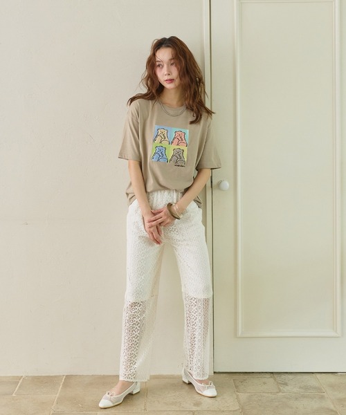 cross marche(クロスマルシェ)の「【サンドイッチハウスメルヘン】サガラ刺繍アートメルるん♪半袖Tシャツ(Tシャツ/カットソー・レディース・チャコール/ピンク・M/LL/L)」の18枚目の写真