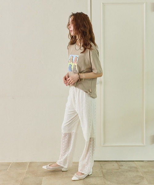 cross marche(クロスマルシェ)の「【サンドイッチハウスメルヘン】サガラ刺繍アートメルるん♪半袖Tシャツ(Tシャツ/カットソー・レディース・チャコール/ピンク・M/LL/L)」の19枚目の写真