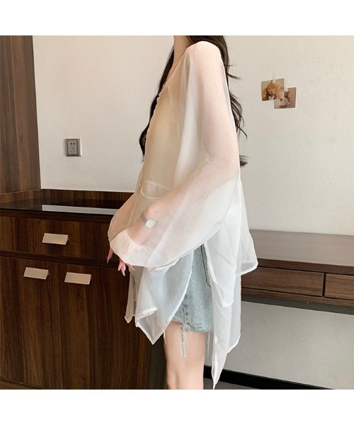 witch(ウイッチ)の「シアー素材長袖レイヤードシャツ(シャツ/ブラウス・レディース・ブラウン/ホワイト/ブラック・FREE)」の10枚目の写真