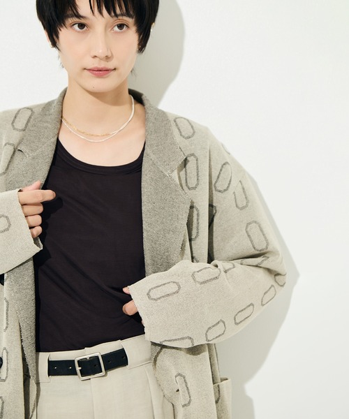 KEY TIMEZ（キータイムズ）の「[KEY TIMEZ/キータイムズ]ファインキュプラジャージートップス（Tシャツ/カットソー・レディース・ブラウン/ホワイト・2/1）」の13枚目の写真