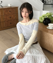 レターズレイヤードオフショルダーティーシャツ(クリーム)
