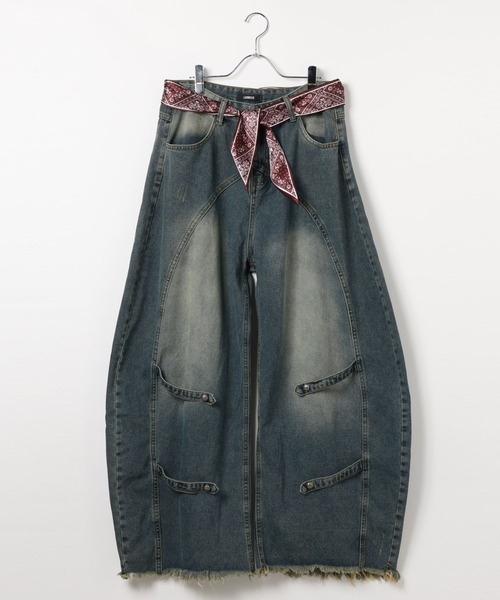 LAND MUSEUM（ランドミュージアム）の「LAND MUSEUM／バンダナベルトデニム（デニムパンツ・メンズ・ブラック/ブルー・LARGE/MEDIUM）」の3枚目の写真