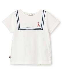 Sophie la girafe（ソフィーラジラフ）の「ヨット柄サッカー切り替え半袖Tシャツ【日本製】（Tシャツ/カットソー）」