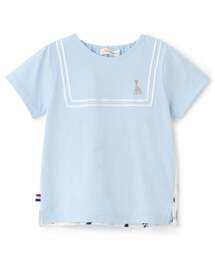 Sophie la girafe（ソフィーラジラフ）の「ヨット柄サッカー切り替え半袖Tシャツ【日本製】（Tシャツ/カットソー）」