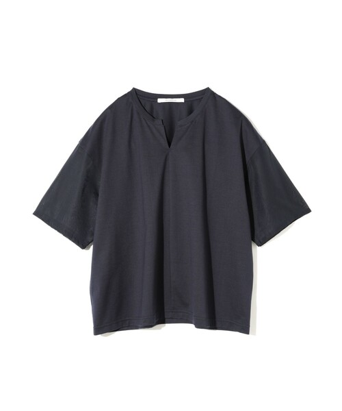 MIDIUMISOLID(ミディウミソリッド)の「MIDIUMISOLID for Ladies シアースリーブスキッパープルオーバー(Tシャツ/カットソー・レディース・ネイビー/ブラウン/オフホワイト/ブラック・FREE)」の4枚目の写真