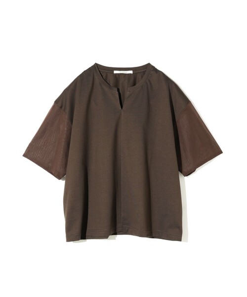 MIDIUMISOLID(ミディウミソリッド)の「MIDIUMISOLID for Ladies シアースリーブスキッパープルオーバー(Tシャツ/カットソー・レディース・ネイビー/ブラウン/オフホワイト/ブラック・FREE)」の3枚目の写真