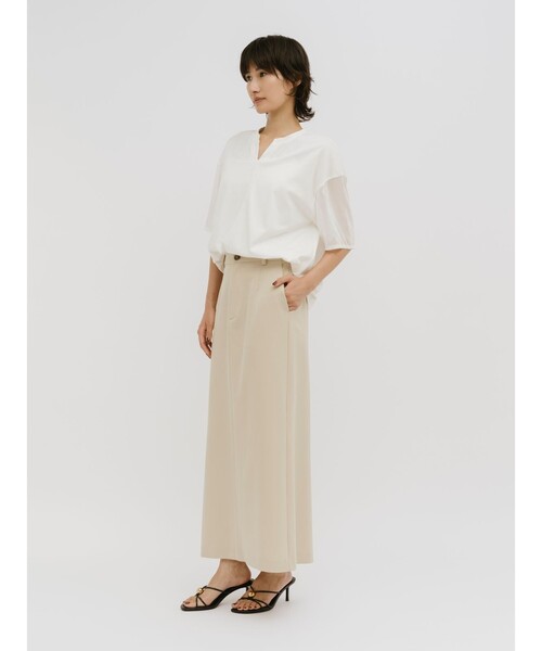 MIDIUMISOLID(ミディウミソリッド)の「MIDIUMISOLID for Ladies シアースリーブスキッパープルオーバー(Tシャツ/カットソー・レディース・ネイビー/ブラウン/オフホワイト/ブラック・FREE)」の13枚目の写真