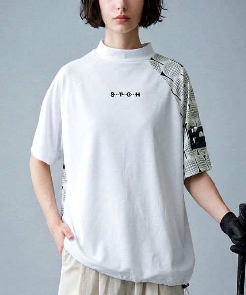antiqua(アンティカ)の「【STCH】吸汗速乾 モックネック ゴルフボール柄 トップス(その他トップス・レディース・ブラック/ホワイト・ML/LXL)」の1枚目の写真