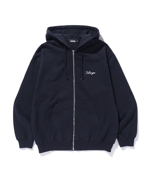 XLARGE(エクストララージ)の「【一部WEB限定】CURSIVE ZIP UP HOODED SWEATSHIRT(パーカー・メンズ・ネイビー/アッシュ/ブラック/グリーン・S/M/L/XL)」の6枚目の写真