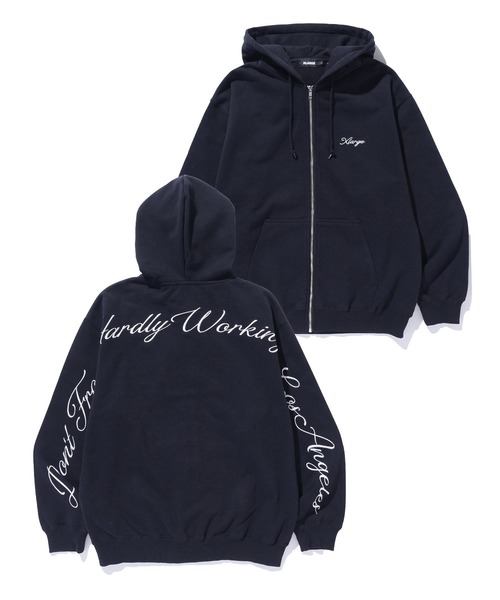 XLARGE(エクストララージ)の「【一部WEB限定】CURSIVE ZIP UP HOODED SWEATSHIRT(パーカー・メンズ・ネイビー/アッシュ/ブラック/グリーン・S/M/L/XL)」の7枚目の写真