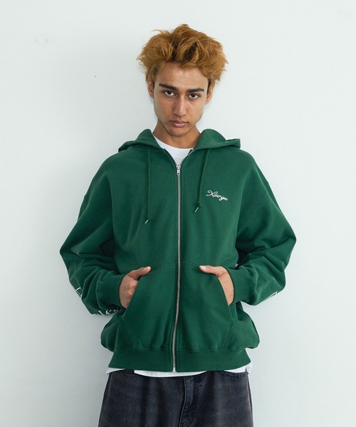 XLARGE(エクストララージ)の「【一部WEB限定】CURSIVE ZIP UP HOODED SWEATSHIRT(パーカー・メンズ・ネイビー/アッシュ/ブラック/グリーン・S/M/L/XL)」の19枚目の写真