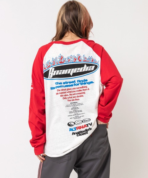 RNA（アールエヌエー）の「M2744 RNA MEDIA ラグランロンT（Tシャツ/カットソー・レディース・ブラック×ピンク/杢グレー/ホワイト×レッド・MEDIUM）」の21枚目の写真