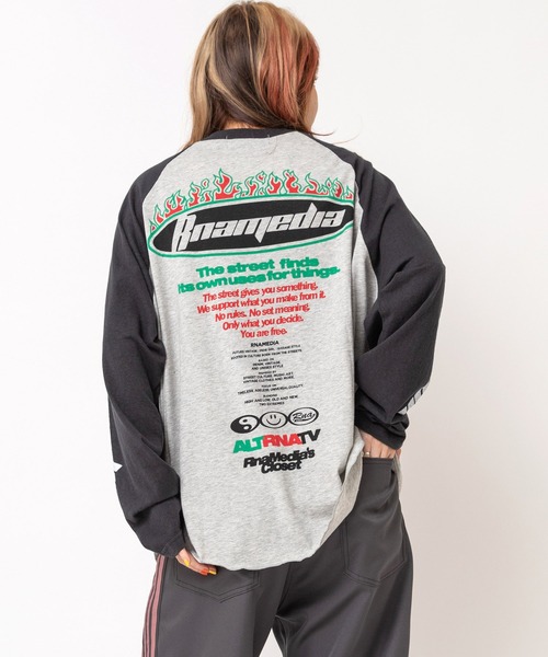 RNA（アールエヌエー）の「M2744 RNA MEDIA ラグランロンT（Tシャツ/カットソー・レディース・ブラック×ピンク/杢グレー/ホワイト×レッド・MEDIUM）」の22枚目の写真