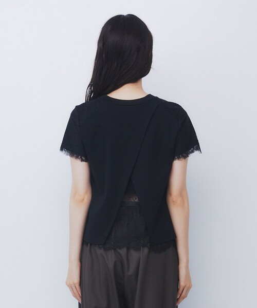 UNITED TOKYO(ユナイテッドトウキョウ)の「【新作】ショルダーレースTEE|ウォッシャブル/透け防止/ストレッチ/シアー(Tシャツ/カットソー・レディース・アイボリー/ブラック・FREE)」の14枚目の写真