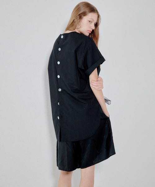 LE CIEL BLEU(ルシェルブルー)の「ショートスリーブシャツトップ / Short Sleeve Shirt Top(シャツ/ブラウス・レディース・ネイビー/ブラック/オフホワイト・36)」の2枚目の写真