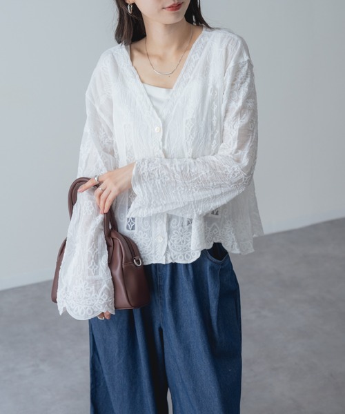 refinedworks(リファインドワークス)の「【refinedworks】大人可愛い ショート 丈 レース ブラウス(シャツ/ブラウス・レディース・アイボリー/ホワイト・FREE)」の21枚目の写真