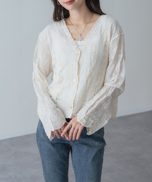 refinedworks(リファインドワークス)の「【refinedworks】大人可愛い ショート 丈 レース ブラウス(シャツ/ブラウス・レディース・アイボリー/ホワイト・FREE)」の6枚目の写真