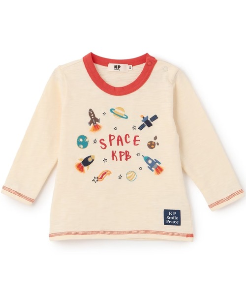 KP（ケーピー）の「宇宙の乗り物刺しゅう 長袖Ｔシャツ（Tシャツ/カットソー・キッズ・ネイビー/キナリ・80ｃｍ/90cm/110cm/120cm/100cm/130cm）」の2枚目の写真
