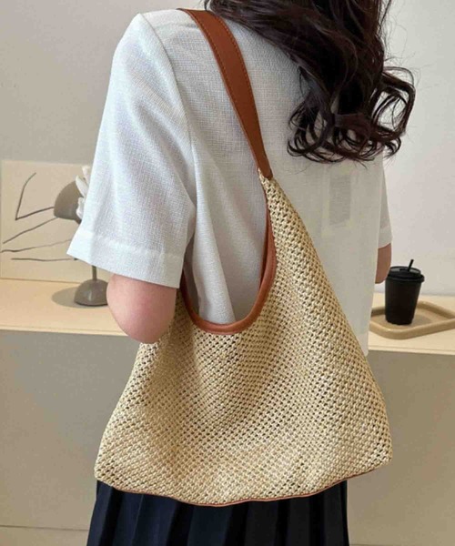 Mignonjour（ミニョンジュール）の「FReePLACe/かご編み風　ショルダーバッグ X12885（ショルダーバッグ・レディース・ホワイト/ブラック/ベージュ/ブラウン・FREE）」の3枚目の写真