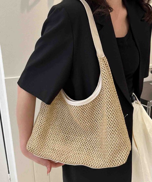 Mignonjour（ミニョンジュール）の「FReePLACe/かご編み風　ショルダーバッグ X12885（ショルダーバッグ・レディース・ホワイト/ブラック/ベージュ/ブラウン・FREE）」の15枚目の写真