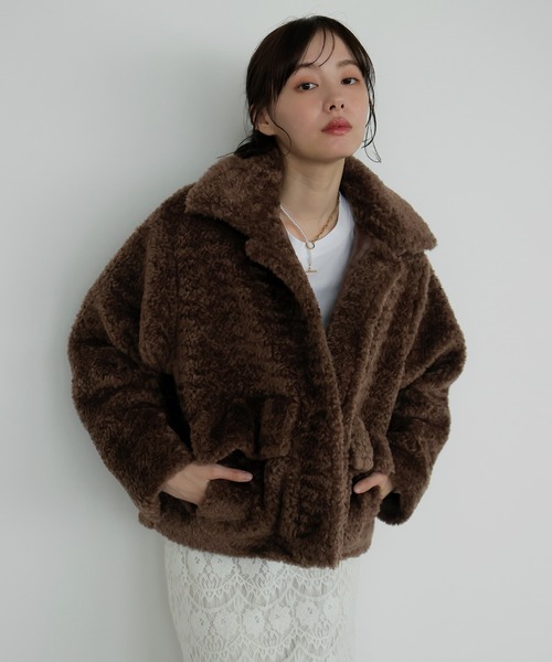 AMUU. PRECIEUSE(アムープレシューズ)の「2wayラビットファーブルゾン(ブルゾン・レディース・ブラウン/チャコールグレー/アイボリー・FREE)」の10枚目の写真