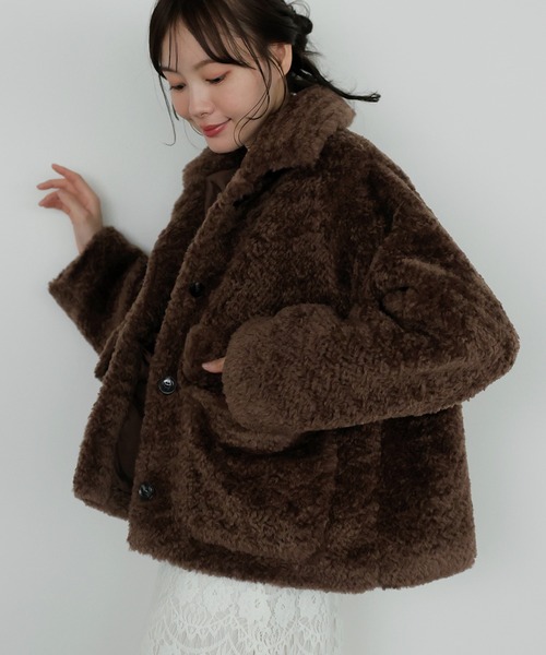 AMUU. PRECIEUSE(アムープレシューズ)の「2wayラビットファーブルゾン(ブルゾン・レディース・ブラウン/チャコールグレー/アイボリー・FREE)」の11枚目の写真