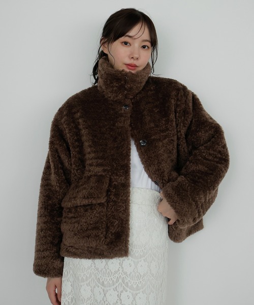 AMUU. PRECIEUSE(アムープレシューズ)の「2wayラビットファーブルゾン(ブルゾン・レディース・ブラウン/チャコールグレー/アイボリー・FREE)」の12枚目の写真