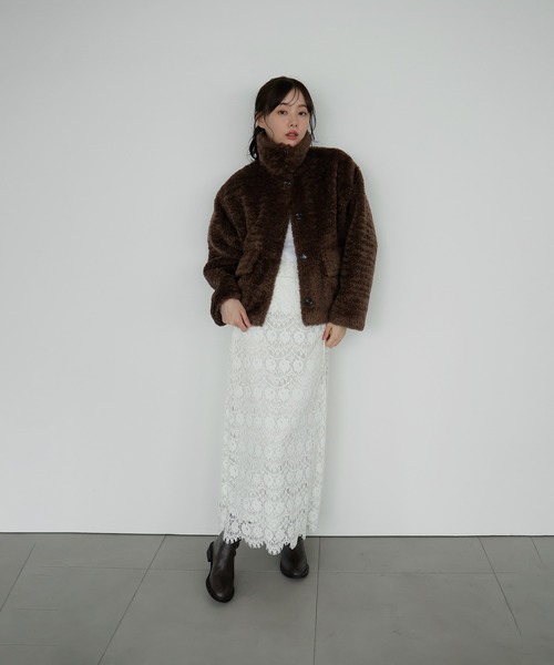 AMUU. PRECIEUSE(アムープレシューズ)の「2wayラビットファーブルゾン(ブルゾン・レディース・ブラウン/チャコールグレー/アイボリー・FREE)」の14枚目の写真