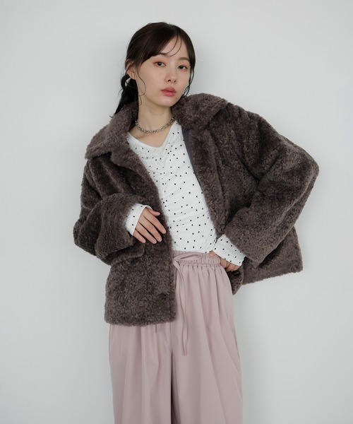 AMUU. PRECIEUSE(アムープレシューズ)の「2wayラビットファーブルゾン(ブルゾン・レディース・ブラウン/チャコールグレー/アイボリー・FREE)」の15枚目の写真