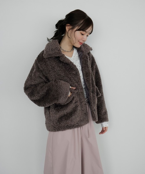 AMUU. PRECIEUSE(アムープレシューズ)の「2wayラビットファーブルゾン(ブルゾン・レディース・ブラウン/チャコールグレー/アイボリー・FREE)」の17枚目の写真