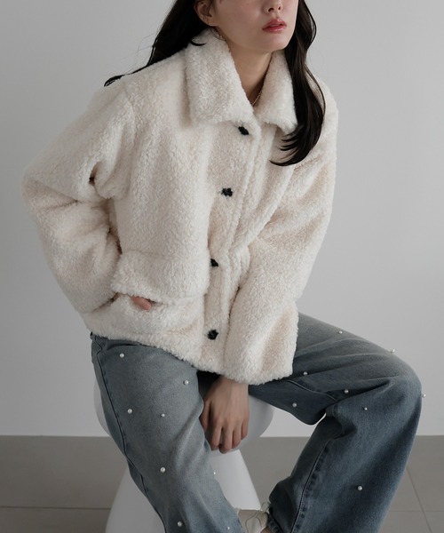 AMUU. PRECIEUSE(アムープレシューズ)の「2wayラビットファーブルゾン(ブルゾン・レディース・ブラウン/チャコールグレー/アイボリー・FREE)」の6枚目の写真