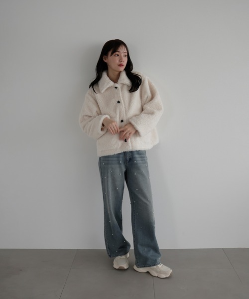 AMUU. PRECIEUSE(アムープレシューズ)の「2wayラビットファーブルゾン(ブルゾン・レディース・ブラウン/チャコールグレー/アイボリー・FREE)」の8枚目の写真