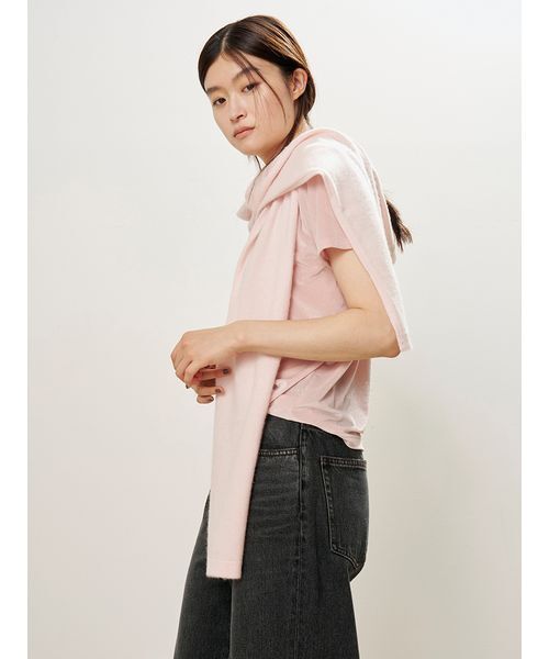 MIESROHE(ミースロエ)の「シアーベロアコンパクトT(Tシャツ/カットソー・レディース・ライトピンク/アイボリー/ブラック・F)」の8枚目の写真