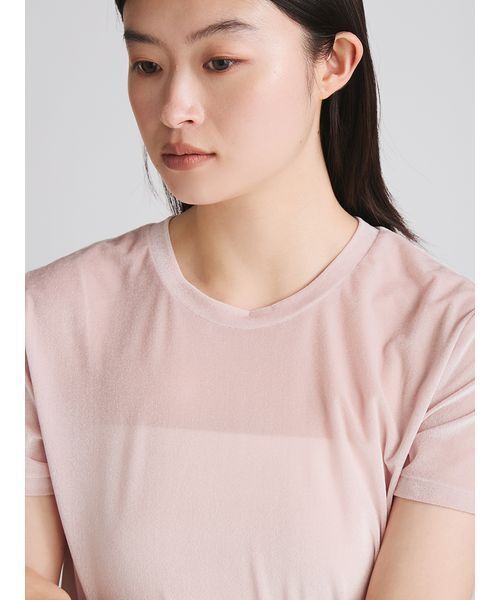 MIESROHE(ミースロエ)の「シアーベロアコンパクトT(Tシャツ/カットソー・レディース・ライトピンク/アイボリー/ブラック・F)」の14枚目の写真