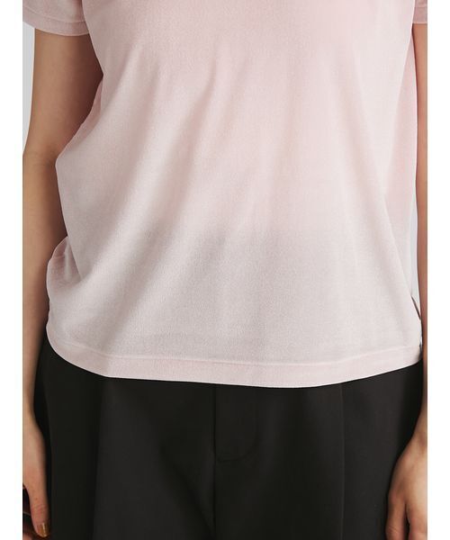 MIESROHE(ミースロエ)の「シアーベロアコンパクトT(Tシャツ/カットソー・レディース・ライトピンク/アイボリー/ブラック・F)」の16枚目の写真