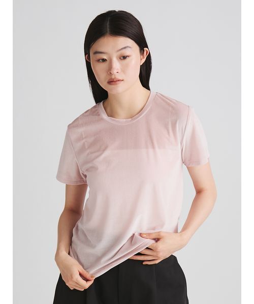 MIESROHE(ミースロエ)の「シアーベロアコンパクトT(Tシャツ/カットソー・レディース・ライトピンク/アイボリー/ブラック・F)」の17枚目の写真